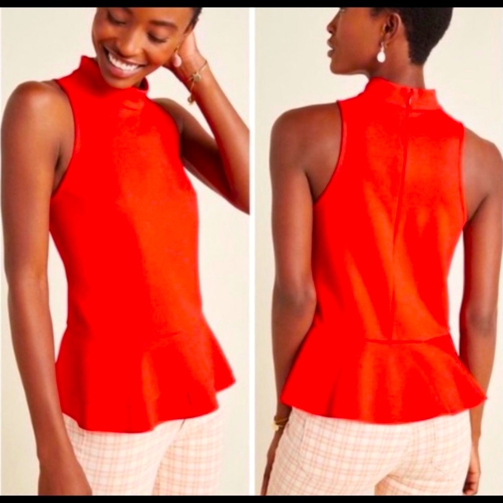 Anthropologie NEW Red mock neck swing Cressida tank top M